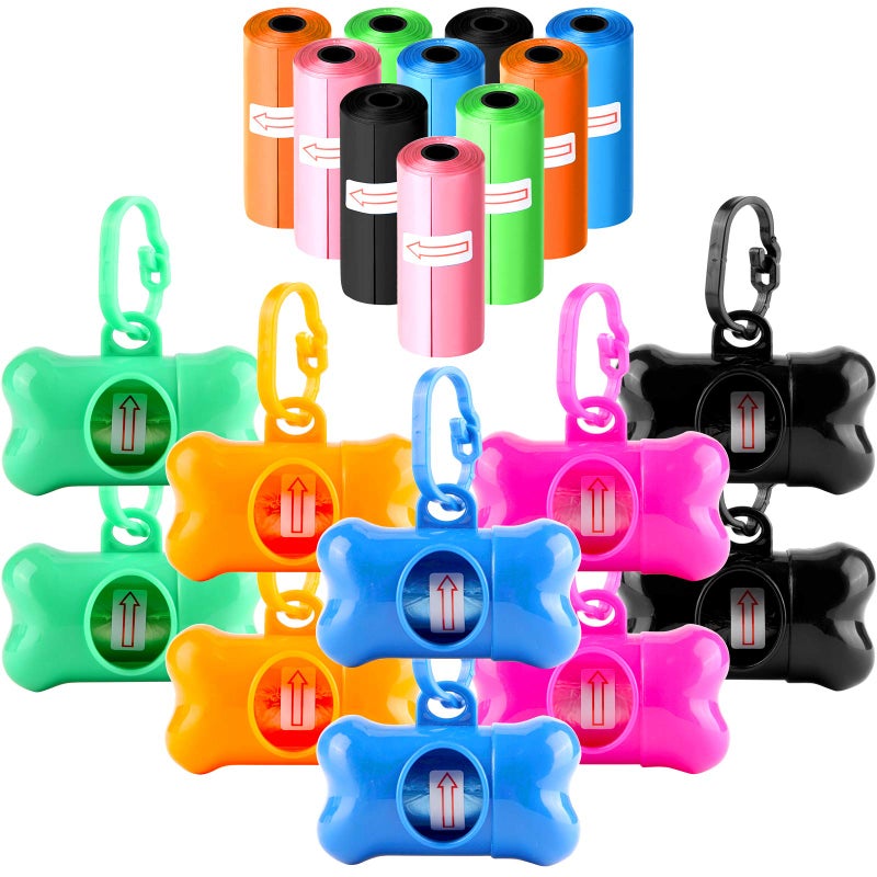 Arroyner 10 Pack Bone Shaped Poop Bag Dispenser Pet Waste Disposal Bag Dispenser (Random Color) - Image 1
